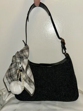 Vintage COACH Bag Hobo Mini Small Black Gray Legacy West Wool Shoulder
Bag